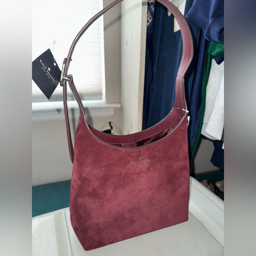 Kate Spade Deep Red Suede Shoulder Bag